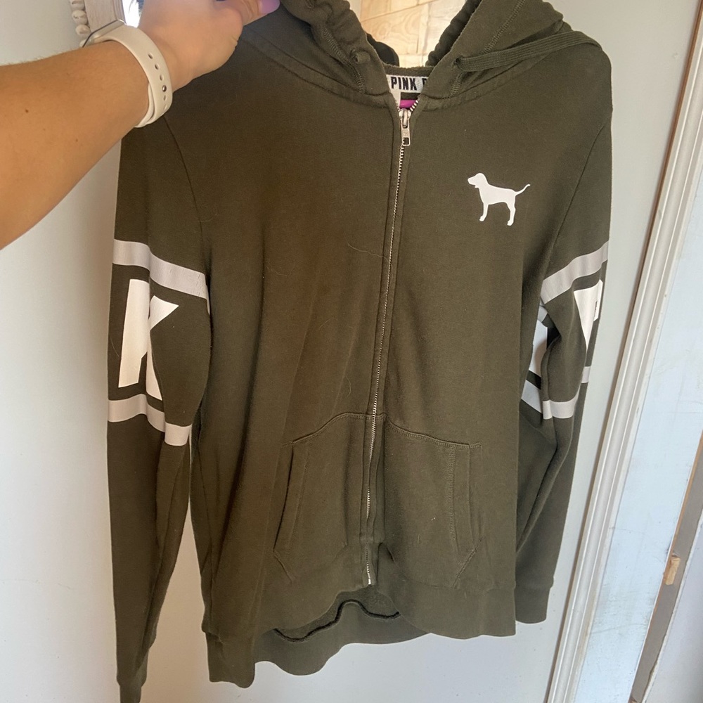 PINK oversized zip up hoodie